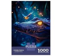 Puzzles for Adults 1000 Puzzles Crocodile And Bird in Night Forest Teenager Puzzles Brain Teaser Game Precision Cutting Help The Brain Exercise 38x26cm/1000pcs