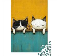Puzzles for Adults 1000 Puzzles Cute Cats with Sunflower Jigsaws for Adults Toy Wall Decor Stress Reliever Unique Birthday And Gifts 52x38cm/1000pcs