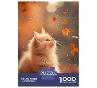 Puzzles for Adults 1000 Puzzles Cute Kitten in Autumn Leaves Puzzle for Adults Relax Games Analysis And Logic Deal As Gifts for The Whole Family 70x50cm/1000pcs