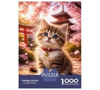 Puzzles for Adults 1000 Puzzles Cute Kitten in Cherry Blossom Garden Puzzle for Adults Relax Games Analysis And Logic Deal As Gifts for The Whole Family 38x26cm/1000pcs