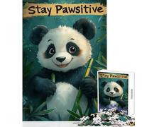 Puzzles for Adults 1000 Puzzles Cute Panda Stay Pawsitive Home Decoration Toys Gifts Ideas Hands-on Game Artists Collection, Fine Art size 38x26cm