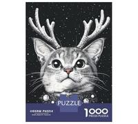Puzzles for Adults 1000 Puzzles Cute Reindeer Cat Puzzle for Adults Relax Games Analysis And Logic Deal As Gifts for The Whole Family 38x26cm/1000pcs