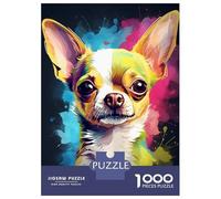 Puzzles for Adults 1000 Puzzles Cute Watercolor Chihuahua Puzzles for Adults Relax Games Staycation Kill Time for Birthday, Chrismas 70x50cm/1000pcs