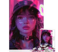Puzzles for Adults 1000 Puzzles Cyberpunk Police Woman Adult Jigsaw Puzzles Improve Memory Help The Brain Exercise for Is Ideal As A Gifts (38x26cm)