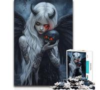 Puzzles for Adults 1000 Puzzles Dark Angel with Skull Brainteaser Family Games Staycation Kill Time Birthday Gift (38x26cm)