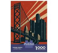 Puzzles for Adults 1000 Puzzles Detroit Vintage Travel Puzzles for Adults Family Game Pattern Assembly Unique Birthday And Gifts 52x38cm/1000pcs