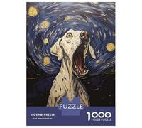 Puzzles for Adults 1000 Puzzles Dog Scream in Starry Night Teenager Puzzles Fun Games Hand Speed Race Deal As Gifts for The Whole Family 38x26cm/1000pcs