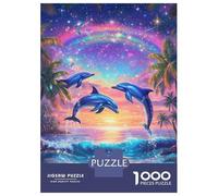 Puzzles for Adults 1000 Puzzles Dolphins Leap at Sunset -1 Puzzles for Adults Family Games Perfect Decoration Unique Birthday And Gifts 52x38cm/1000pcs