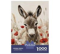 Puzzles for Adults 1000 Puzzles Donkey in Poppies -10 Puzzle for Adults Relax Games Analysis And Logic Deal As Gifts for The Whole Family 52x38cm/1000pcs