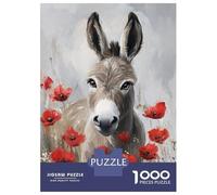 Puzzles for Adults 1000 Puzzles Donkey in Poppies -8 Jigsaws for Adults Relaxing Games Perfect Decoration Help The Brain Exercise 52x38cm/1000pcs