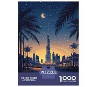 Puzzles for Adults 1000 Puzzles Dubai Skyline at Night Jigsaws for Adults Relaxing Games Perfect Decoration Help The Brain Exercise 70x50cm/1000pcs