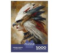 Puzzles for Adults 1000 Puzzles Eagle Feather Headdress for Women Adult Jigsaw Puzzle Relaxing Games For Family Fun Deal As Gifts for The Whole Family 70x50cm/1000pcs