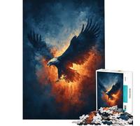 Puzzles for Adults 1000 Puzzles Eagle in Flight with Fiery Aura Brain Intelligence Challenge Addictive Toys Hands-on Game A Work of Art Gifts Ideas (Size 38x52cm)