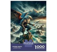 Puzzles for Adults 1000 Puzzles Eagle Warrior Fantasy Art Print Puzzles for Adults Relaxing Games Precision Cutting Deal As Gifts for The Whole Family 38x26cm/1000pcs