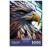 Puzzles for Adults 1000 Puzzles Eagles Glory Stained Glass Adult Puzzles Family Game Wall Decoration Deal As Gifts for The Whole Family 52x38cm/1000pcs
