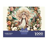 Puzzles for Adults 1000 Puzzles Easter Bunny Eggs Flowers Art Print Puzzles for Adults Relaxing Games Precision Cutting Deal As Gifts for The Whole Family 52x38cm/1000pcs
