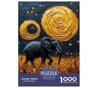Puzzles for Adults 1000 Puzzles Elephant Under Swirling Golden Sky Painting Puzzle for Adults Relax Games Analysis And Logic Deal As Gifts for The Whole Family 70x50cm/1000pcs