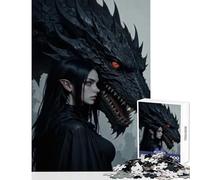 Puzzles for Adults 1000 Puzzles Elf with Black Dragon Companion Adult Jigsaw Puzzles Improve Memory Help The Brain Exercise for Is Ideal As A Gifts (50x75cm)