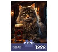 Puzzles for Adults 1000 Puzzles Fat Cat Beer Pub Bar Drink Puzzles for Adults Relaxing Games Precision Cutting Deal As Gifts for The Whole Family 52x38cm/1000pcs