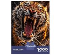 Puzzles for Adults 1000 Puzzles Fierce Tiger Roaring with Water Splashing Puzzles for Adults Family Games Perfect Decoration Unique Birthday And Gifts 52x38cm/1000pcs