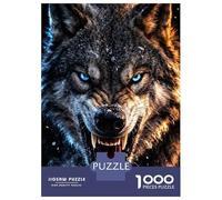 Puzzles for Adults 1000 Puzzles Fierce Wolf with Glowing Blue Eyes Puzzles for Adults Relax Games Precision Cutting Unique Birthday And Gifts 52x38cm/1000pcs