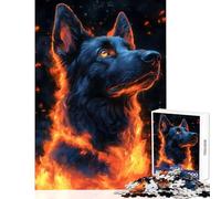 Puzzles for Adults 1000 Puzzles Fiery German Shepherd Dog Animal Educational Toy Gift For Birthdays Educational Games Train Your Brain And Hands Size 50x75cm