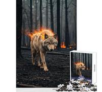 Puzzles for Adults 1000 Puzzles Fiery Wolf in Dark Forest Adult Jigsaw Puzzles Improve Memory Help The Brain Exercise for Is Ideal As A Gifts (38x52cm)