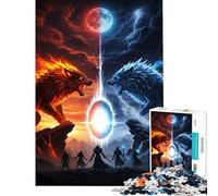 Puzzles for Adults 1000 Puzzles Fire And Ice Wolves Confrontation Fun Activities at Home For Family Fun Hands-on Game for And 14 Years And over (38x26cm)