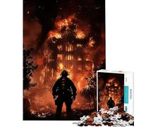 Puzzles for Adults 1000 Puzzles Firefighter Front Burning Building Jigsaw Puzzle 1000 Educational Toy Enhance Memory Birthday Present, Gifts, (38x52cm)