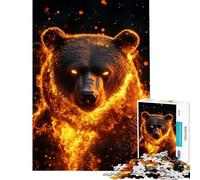 Puzzles for Adults 1000 Puzzles Flaming Bear Majesty Adult Jigsaw Puzzles Improve Memory Help The Brain Exercise for Is Ideal As A Gifts (Size 38x26cm)