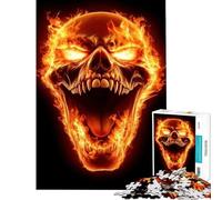 Puzzles for Adults 1000 Puzzles Flaming Skull Brain Intelligence Challenge Addictive Toys Hands-on Game A Work of Art Gifts Ideas (Size 50x75cm)