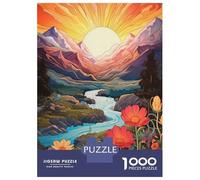 Puzzles for Adults 1000 Puzzles Floral Mountain Landscape with River Teenager Puzzles Fun Games Hand Speed Race Deal As Gifts for The Whole Family 52x38cm/1000pcs