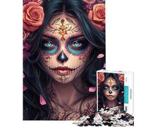 Puzzles for Adults 1000 Puzzles Floral Sugar Skull Beauty Adult Jigsaw Puzzles Improve Memory Help The Brain Exercise for Is Ideal As A Gifts (Size 50x75cm)