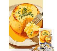 Puzzles for Adults 1000 Puzzles Fluffy Omelette with Fork Illustration Jigsaw Puzzles for Adults Birthday Present Every Piece Is Unique - Challenging Game Toys (38x26cm)