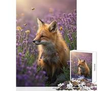 Puzzles for Adults 1000 Puzzles Fox in Lavender Field with Bees Adult Jigsaw Puzzles Improve Memory Help The Brain Exercise for Is Ideal As A Gifts (50x75cm)