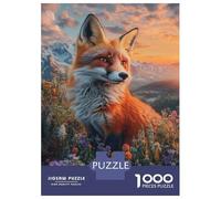 Puzzles for Adults 1000 Puzzles Fox in Wildflowers at Sunset Jigsaws for Adults Relaxing Games Perfect Decoration Help The Brain Exercise 38x26cm/1000pcs