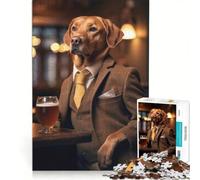 Puzzles for Adults 1000 Puzzles Fox Red Labrador at Pub, Anti-Stress Toys, Precision Cutting, Deal As Gifts for The Whole Family 50X75CM