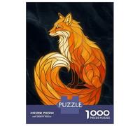 Puzzles for Adults 1000 Puzzles Fox Stained Glass Style Digital Art Jigsaws for Adults Toy Wall Decor Stress Reliever Unique Birthday And Gifts 38x26cm/1000pcs