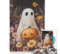 Puzzles for Adults 1000 Puzzles Friendly Ghost with Pumpkin, Hands-on Game, For Family Fun, Improving Love between Couples 38x26cm