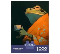 Puzzles for Adults 1000 Puzzles Frog in Kimono Drinking Tea Puzzles for Adults Family Game Pattern Assembly Unique Birthday And Gifts 38x26cm/1000pcs