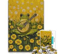 Puzzles for Adults 1000 Puzzles Frog Playing Mandolin Brainteaser Family Games Staycation Kill Time Birthday Gift (50x75cm)