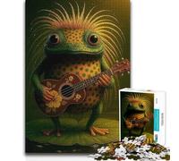 Puzzles for Adults 1000 Puzzles Frog Playing Ukulele on Lily Pad Brainteaser Family Games Staycation Kill Time Birthday Gift (38x52cm)