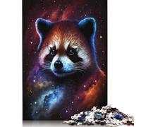 Puzzles for Adults 1000 Puzzles Galaxy Red Raccoon Jigsaw Puzzle Cardboard Puzzles Adults Puzzles Gifts (Size 38x26cm)
