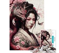 Puzzles for Adults 1000 Puzzles Geisha Dragon Adult Jigsaw Puzzles Improve Memory Help The Brain Exercise for Is Ideal As A Gifts (Size 50x75cm)