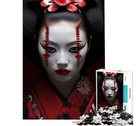 Puzzles for Adults 1000 Puzzles Geisha Portrait with Red And Black Details Brain Intelligence Challenge Addictive Toys Hands-on Game A Work of Art Gifts Ideas (Size 38x52cm)