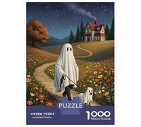 Puzzles for Adults 1000 Puzzles Ghost And Dog Walking on Path Teenager Puzzles Brain Teaser Game Precision Cutting Help The Brain Exercise 52x38cm/1000pcs
