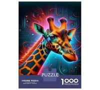 Puzzles for Adults 1000 Puzzles Giraffe Art Print Poster Puzzles for Adults Relax Games Staycation Kill Time for Birthday, Chrismas 52x38cm/1000pcs