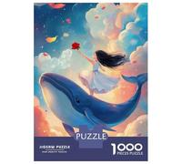 Puzzles for Adults 1000 Puzzles Girl on Whale in Sky Puzzles for Adults Relax Games Staycation Kill Time for Birthday, Chrismas 70x50cm/1000pcs
