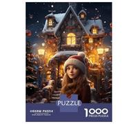 Puzzles for Adults 1000 Puzzles Girl Waiting for Santa Puzzle for Adults Relax Games Analysis And Logic Deal As Gifts for The Whole Family 70x50cm/1000pcs