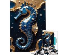 Puzzles for Adults 1000 Puzzles Gold Seahorse Kintsugi Fun at Home Activities, Stress Reliever Family Games for Ages 14 And over (38x52cm)